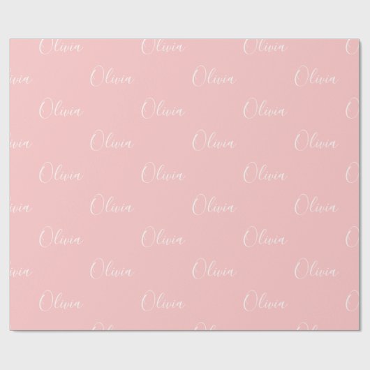 Personalisierter Name des rosa Skripts Geschenkpapier (Flach)