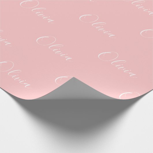 Personalisierter Name des rosa Skripts Geschenkpapier (Ecke)