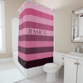 Personalisierter Name des rosa Streifen Duschvorhang (Beispiel)
