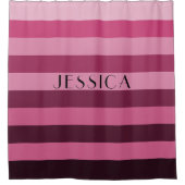 Personalisierter Name des rosa Streifen Duschvorhang (Vorderseite)