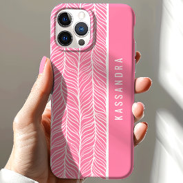 Personalisierter Name des rosa und weißen Herringb Case-Mate iPhone Hülle