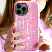 Personalisierter Name des rosa und weißen Herringb Case-Mate iPhone Hülle