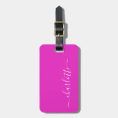 Personalisierter Name des rosafarbenen Skripts Gepäckanhänger (Vorderseite vertikal)