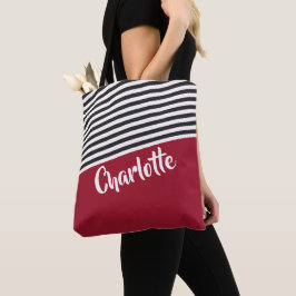 Personalisierter Name des roten Schwarz-weißen Str Tasche