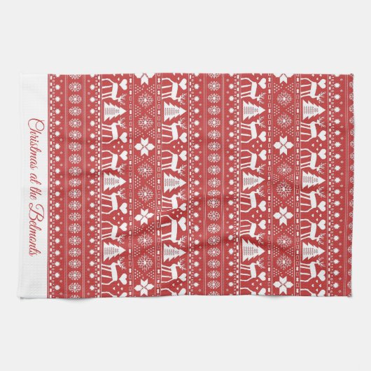 Personalisierter Name des Roten Skandinaviens Weih Geschirrtuch (Horizontal)