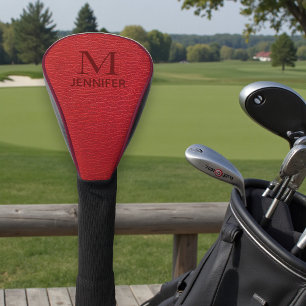 Personalisierter Name des roten textilen Ledermono Golf Headcover