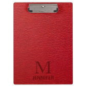 Personalisierter Name des roten textilen Ledermono Klemmbrett (Vorderseite)