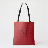Personalisierter Name des roten textilen Ledermono Tasche (Vorderseite)