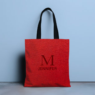 Personalisierter Name des roten textilen Ledermono Tasche
