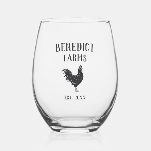 Personalisierter Name des rustikalen Hühners Weinglas Ohne Stiel (Vorderseite)