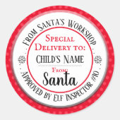 Personalisierter Name des Santa Workshop Runder Aufkleber (Vorderseite)