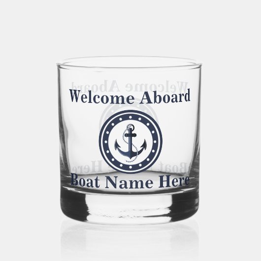 Personalisierter Name des Schiffes Anchor Navy Blu Whiskyglas (Vorderseite)