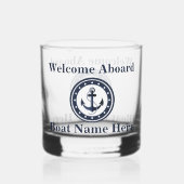 Personalisierter Name des Schiffes Anchor Navy Blu Whiskyglas (Rückseite)