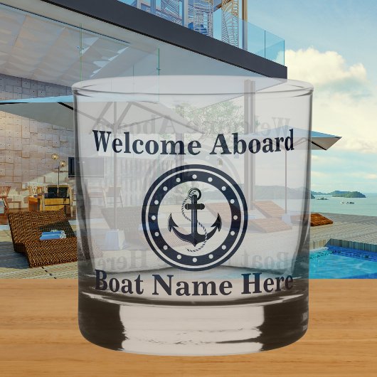 Personalisierter Name des Schiffes Anchor Navy Blu Whiskyglas