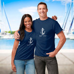 Personalisierter Name des Schiffes: nautischer Ank T-Shirt<br><div class="desc">Ein nautisches Design mit Anker und Seil,  personalisiert mit Ihrem Bootsnamen. Entwickelt von Thisisnotme©</div>