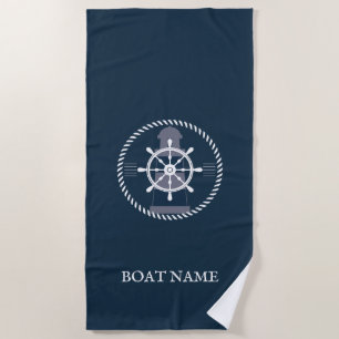 Personalisierter Name des Schiffes Navy Blue Strandtuch