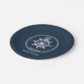 Personalisierter Name des Schiffes Pappteller (Schrägansicht)