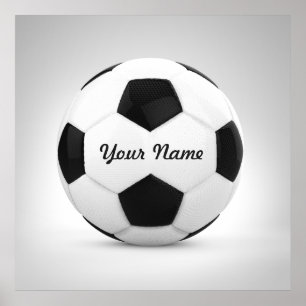 Personalisierter Name des Schwarz-Weiß-Fußball-Bal Poster