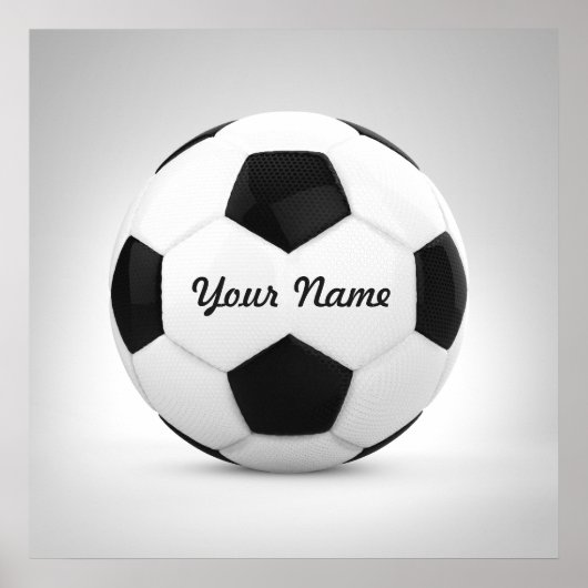 Personalisierter Name des Schwarz-Weiß-Fußball-Bal Poster (Vorne)