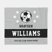 Personalisierter Name des Schwarz-weißen Fußballsp Fleecedecke (Vorderseite (Horizontal))