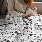 Personalisierter Name des Schwarzen Herzens Repliz Fleecedecke