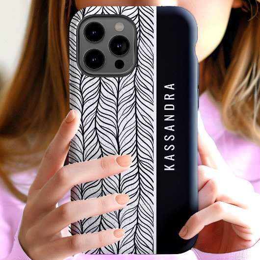 Personalisierter Name des Schwarzen und Weißen Rin Case-Mate iPhone Hülle