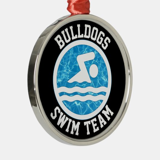 Personalisierter Name des schwimmenden Teams Ornament Aus Metall (Rechts)