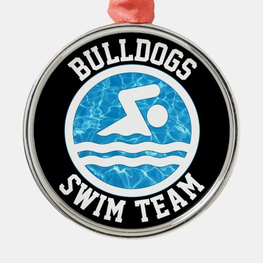 Personalisierter Name des schwimmenden Teams Ornament Aus Metall (Vorne)