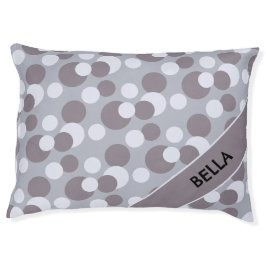 Personalisierter Name des Silbergrau-Dots-Musters Haustierbett