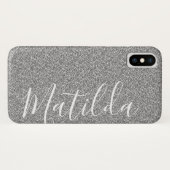Personalisierter Name des Silver Glitzer Case-Mate iPhone Hülle (Rückseite (Horizontal))