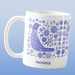 Personalisierter Name des skandinavischen Vogels B Kaffeetasse