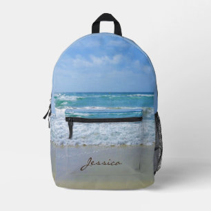 Personalisierter Name des Strandes und des Meeres Bedruckter Rucksack