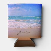 Personalisierter Name des Strandes und des Meeres Dosenkühler (Vorderseite)