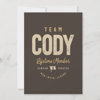Personalisierter Name des Team Cody Lifetime-Mitgl Einladung