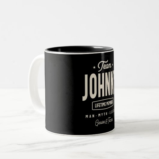 Personalisierter Name des Teams Johnny Lifetime Zweifarbige Tasse (Vorderseite Links)