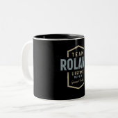 Personalisierter Name des Teams Roland Lifetime-Mi Zweifarbige Tasse (Vorderseite Links)