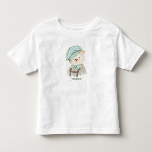 Personalisierter Name des Teddy Bären Kleinkind T-shirt (Vorderseite)