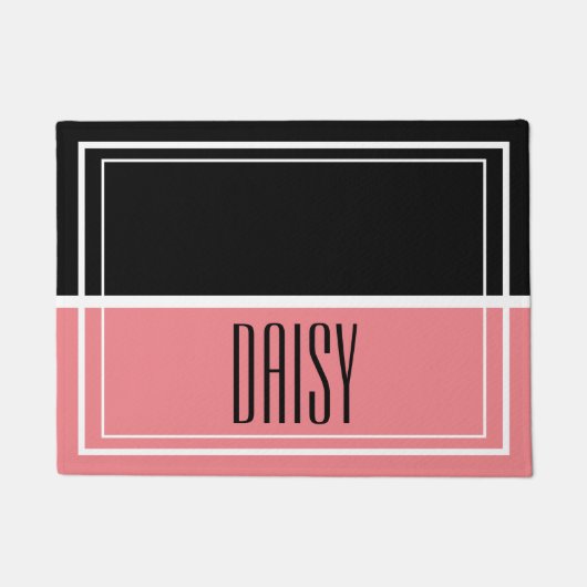 Personalisierter Name des Tieres Rosa Nahrungs- un Fußmatte (Vorderseite)