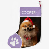 Personalisierter Name des Tieres und Foto Lavendel Kleiner Weihnachtsstrumpf (Rückseite)