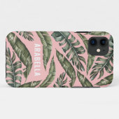 Personalisierter Name des tropischen Blatts Case-Mate iPhone Hülle (Rückseite (Horizontal))