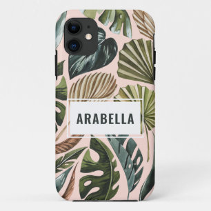 Personalisierter Name des tropischen Blatts und An Case-Mate iPhone Hülle