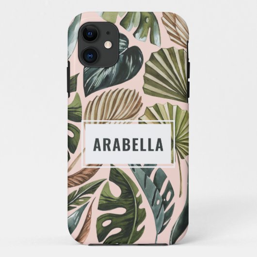 Personalisierter Name des tropischen Blatts und An Case-Mate iPhone Hülle (Rückseite)