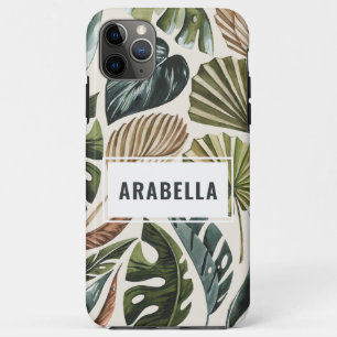 Personalisierter Name des tropischen Blatts und An Case-Mate iPhone Hülle