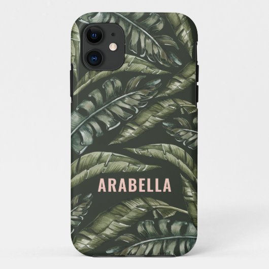 Personalisierter Name des tropischen Blatts und An Case-Mate iPhone Hülle (Rückseite)