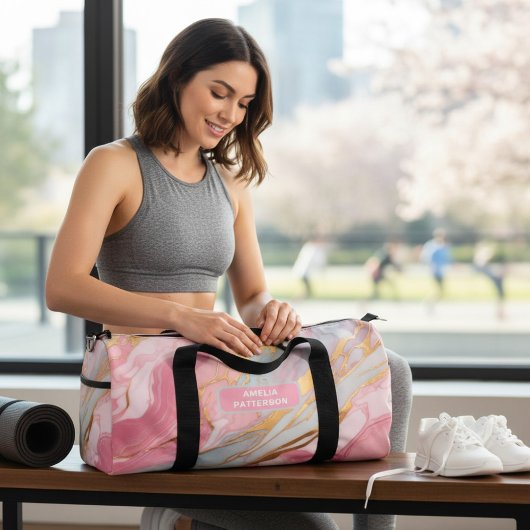 Personalisierter Name des Wasserfarben-Marmormuste Duffle Bag