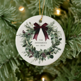 Personalisierter Name des Weihnachtskranzes Keramik Ornament