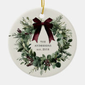 Personalisierter Name des Weihnachtskranzes Keramik Ornament (Vorne)