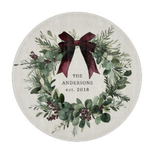 Personalisierter Name des Weihnachtskranzes Schneidebrett