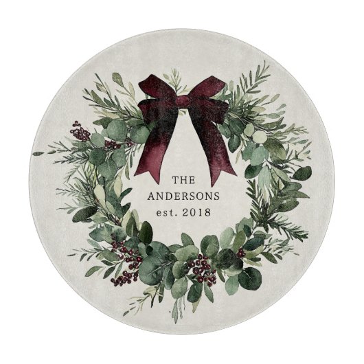 Personalisierter Name des Weihnachtskranzes Schneidebrett (Vorderseite)