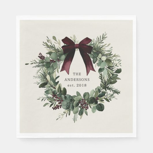 Personalisierter Name des Weihnachtskranzes Serviette (Vorderseite)